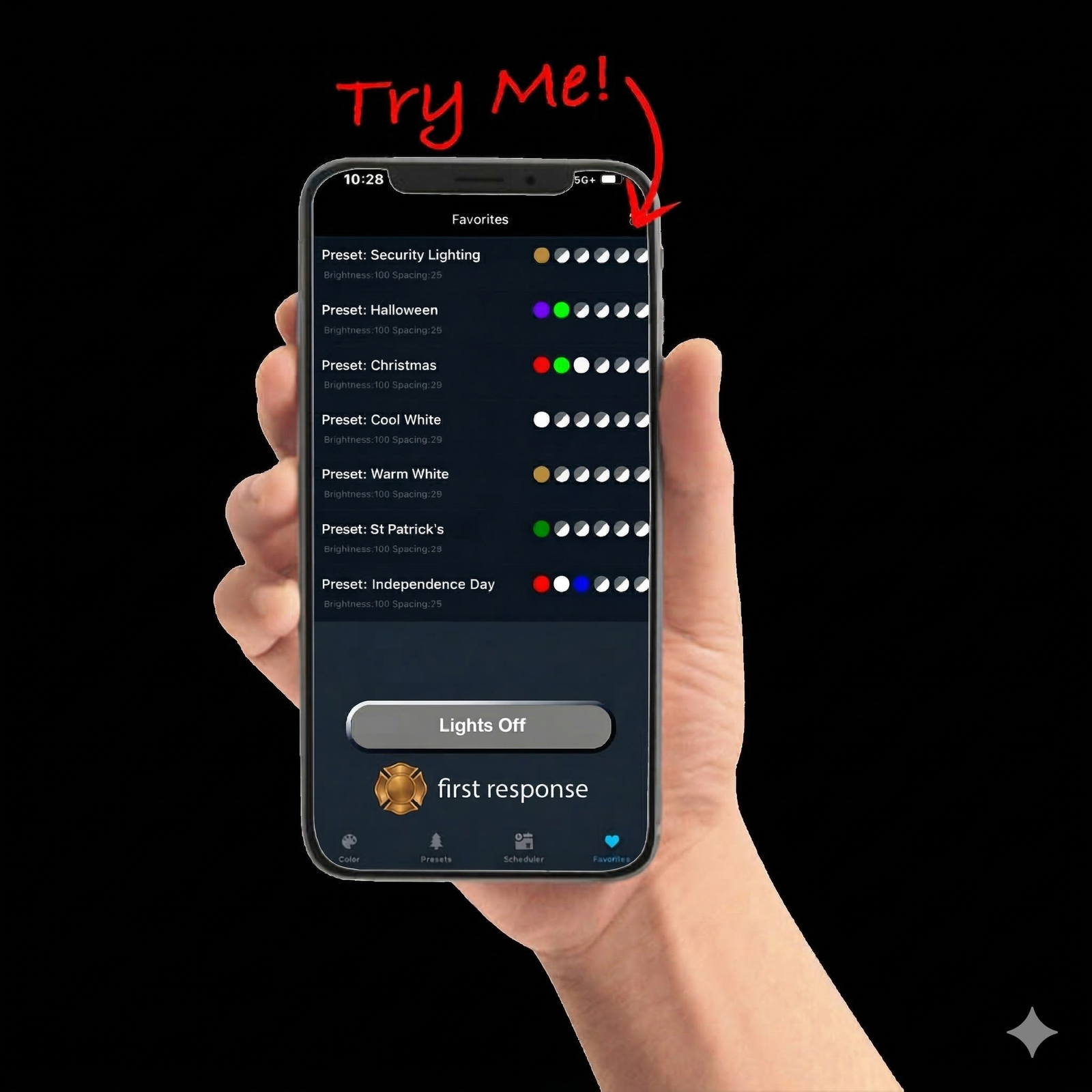Phone with lighting control app