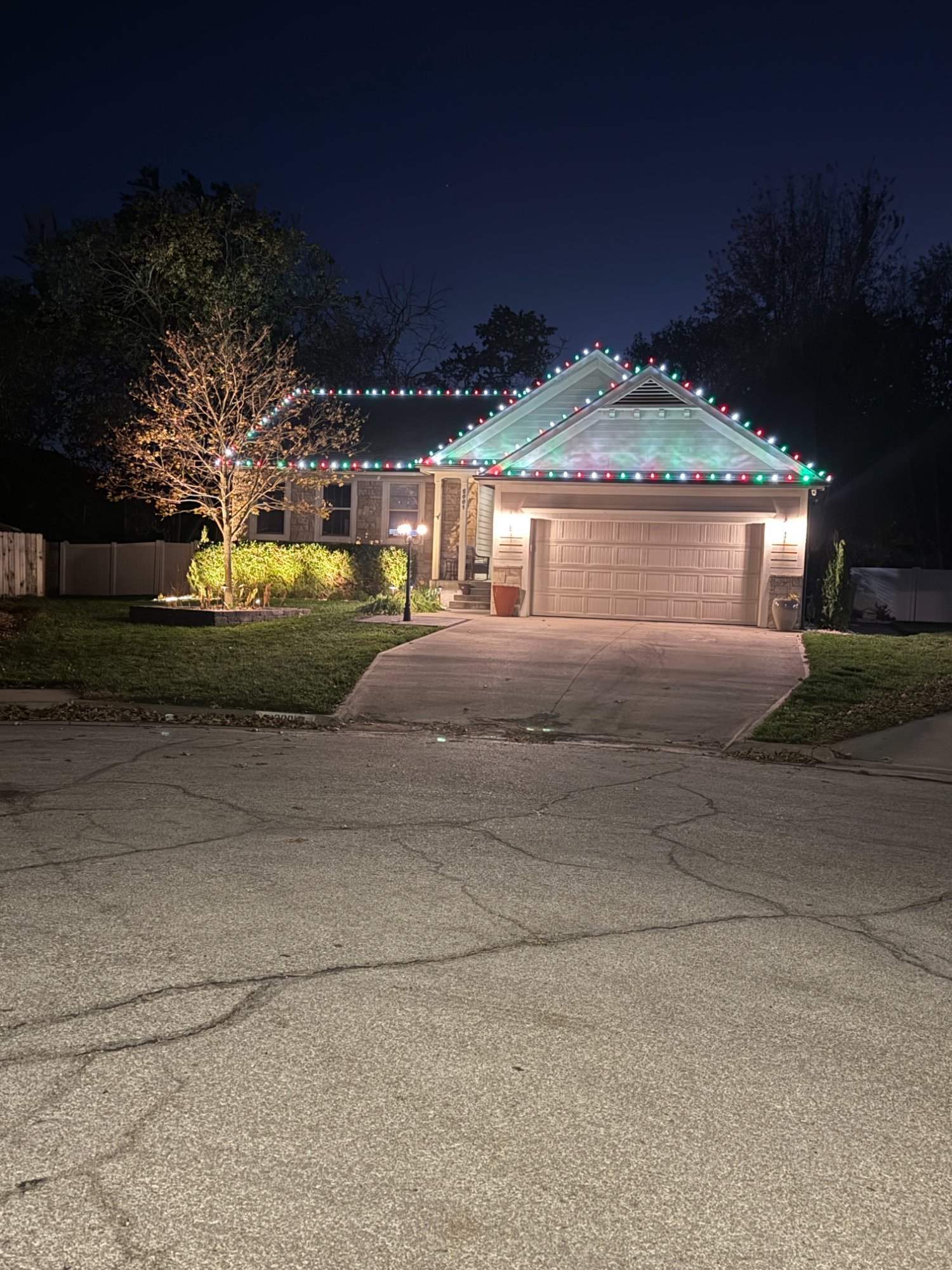Christmas red green lights residential Kansas